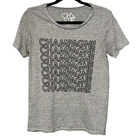 CHASER Champagne Graphic Classic Heather Gray Short Sleeve T-Shirt Size Small - Picture 2 of 9